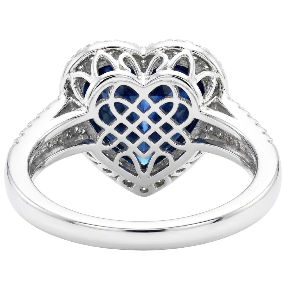 4.75 Carats Ceylon Sapphire And Natural Earth Mined DIAMOND ( NOT LAB GROWN )s Ring White Gold 14K