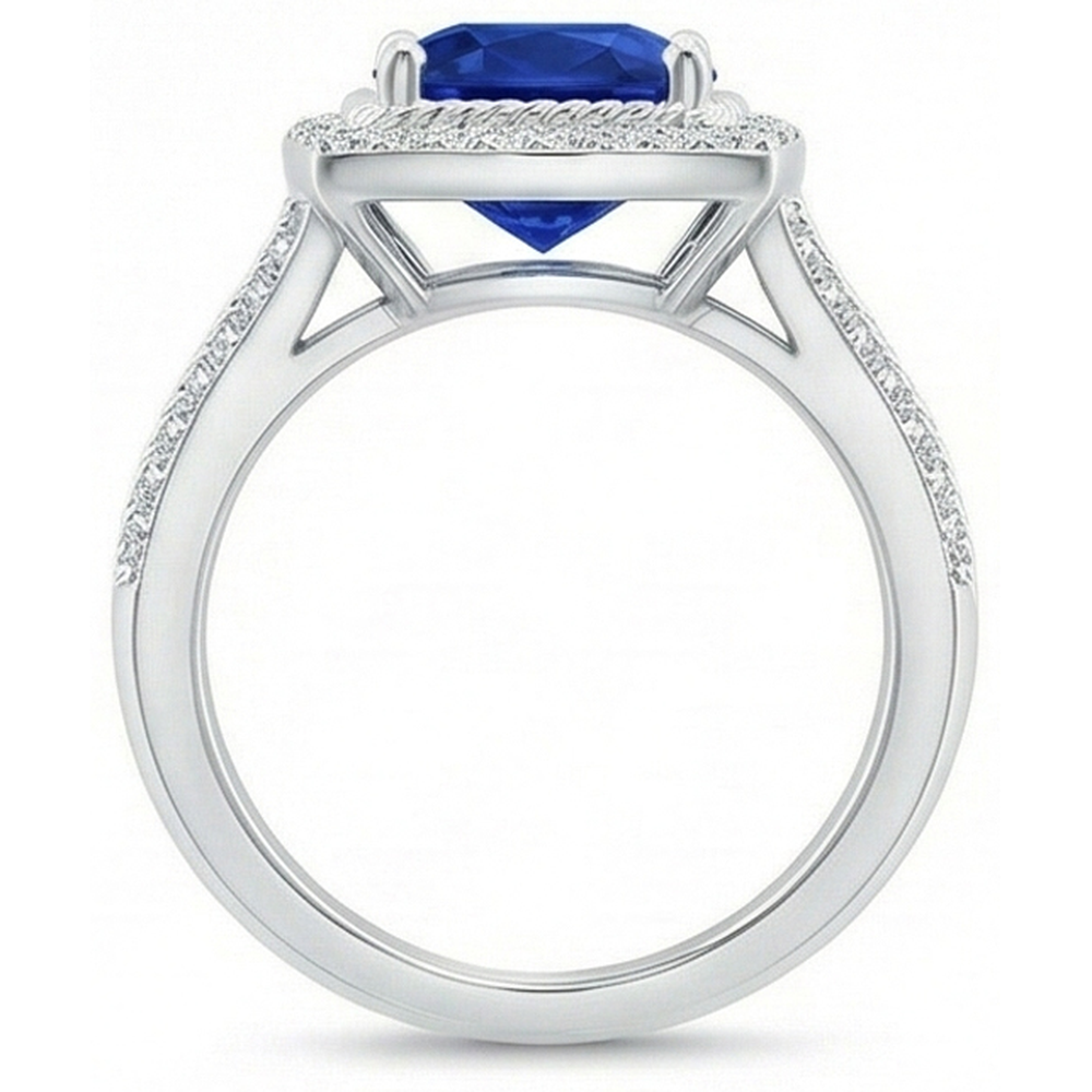 natural round sapphire 4.75ct ring profile view