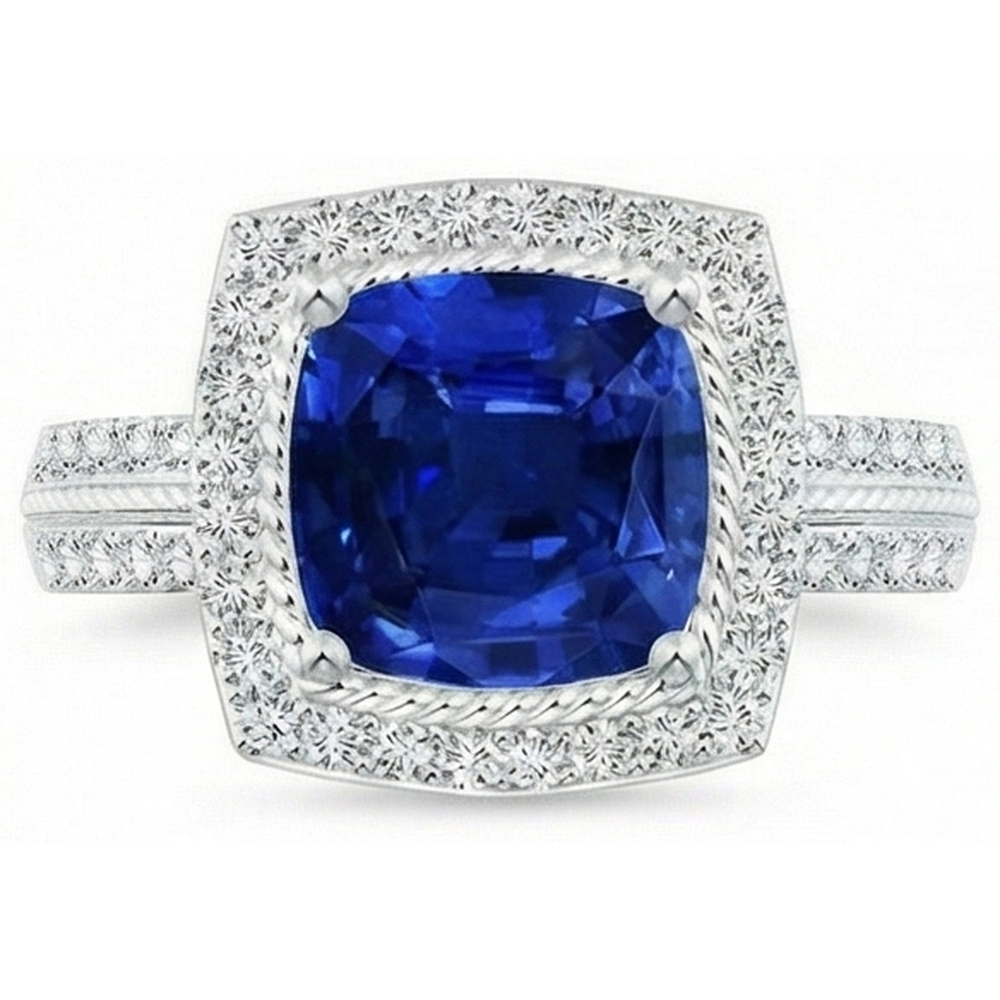 natural round sapphire 4.75ct ring side angle