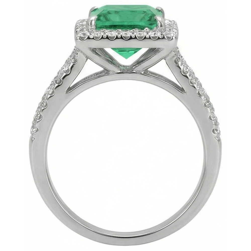 4.75 Ct. Princess Cut Green Emerald Natural Earth Mined DIAMOND ( NOT LAB GROWN ) Ring WG 14K Jewellery