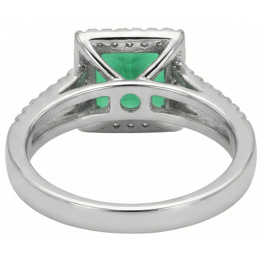 4.75 Ct. Princess Cut Green Emerald Natural Earth Mined DIAMOND ( NOT LAB GROWN ) Ring WG 14K Jewellery