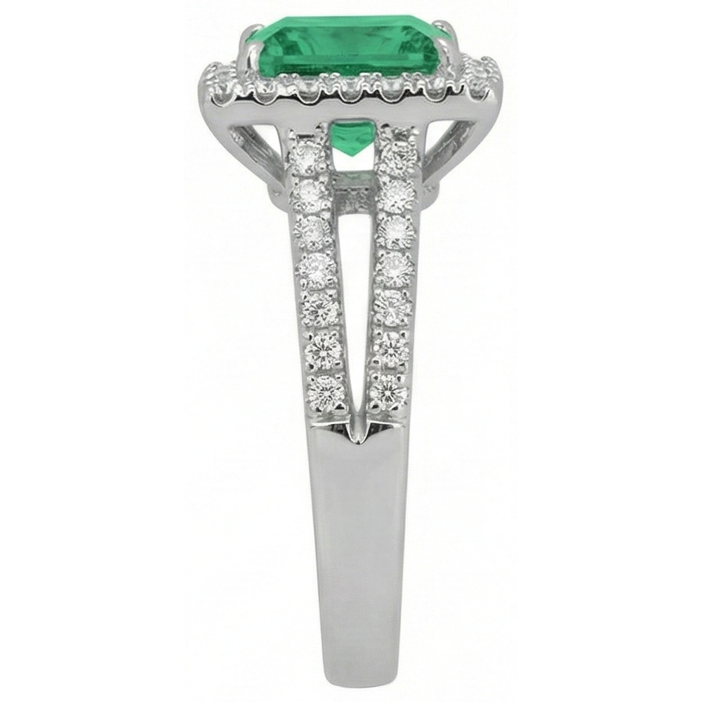 4.75 Ct. Princess Cut Green Emerald Natural Earth Mined DIAMOND ( NOT LAB GROWN ) Ring WG 14K Jewellery