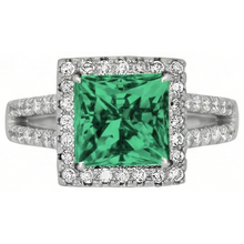 4.75 Ct. Princess Cut Green Emerald Natural Earth Mined DIAMOND ( NOT LAB GROWN ) Ring WG 14K Jewellery
