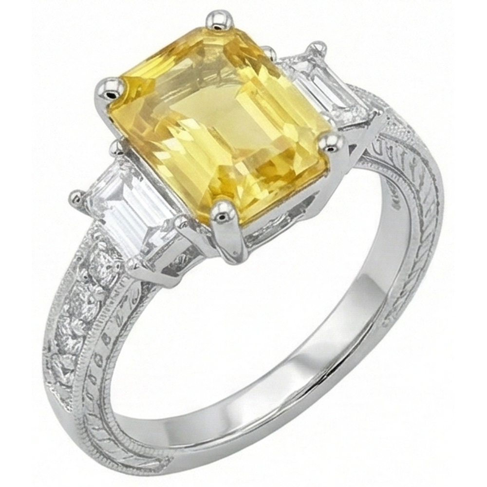 natural round sapphire 4.75ct ring close up detail