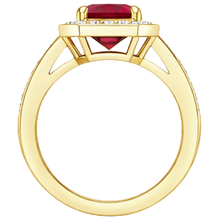 4.75 Ct Red Emerald Cut Ruby And Natural Earth Mined Diamond Wedding Ring Yellow Gold