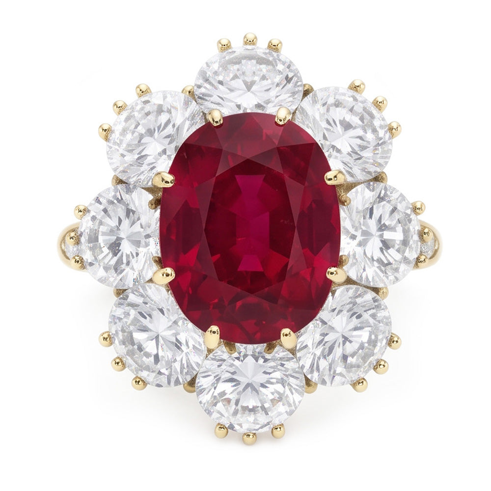 4.75 Ct Red Sapphire With Natural Earth Mined Diamonds Wedding Ring White Gold 14K