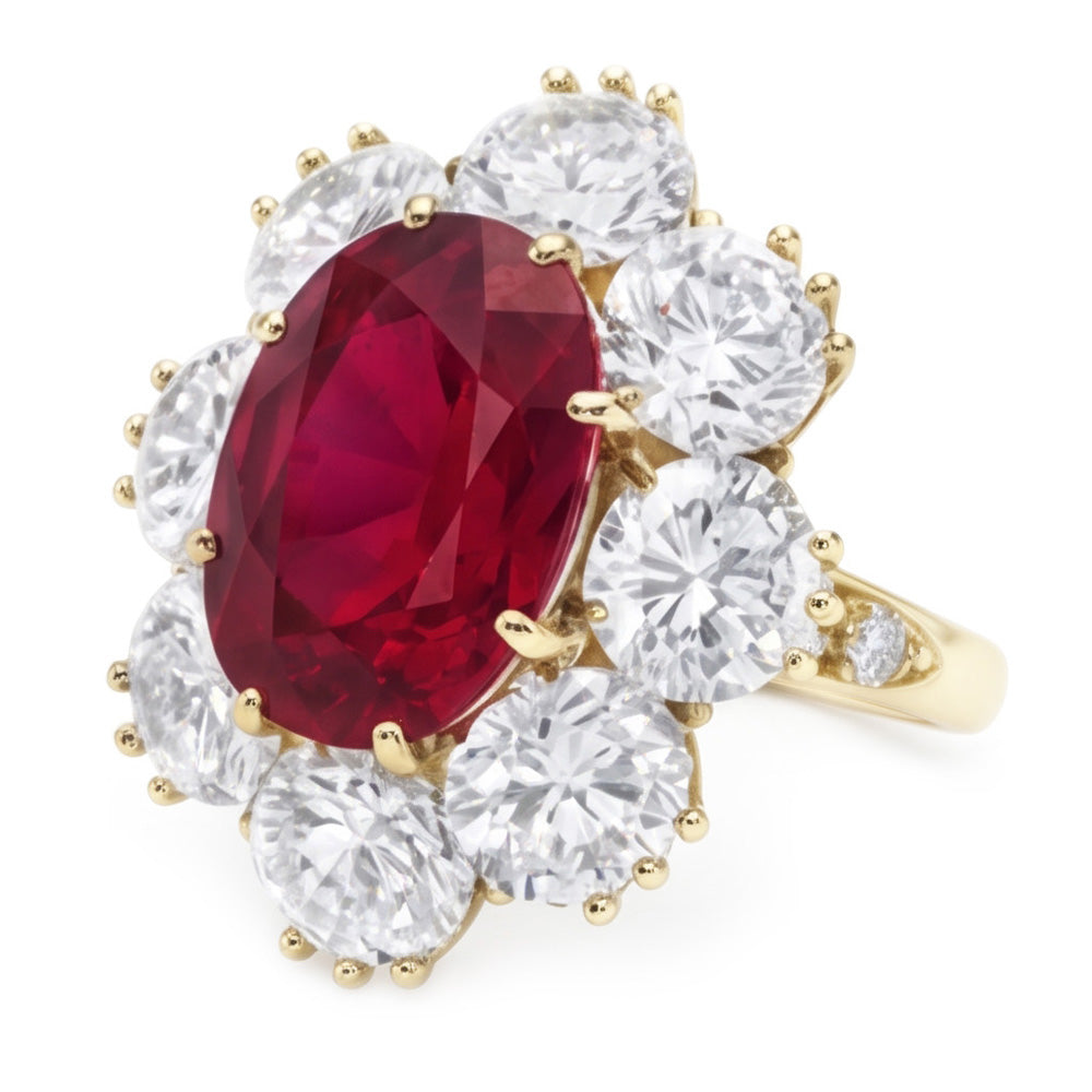 4.75 Ct Red Sapphire With Natural Earth Mined Diamonds Wedding Ring White Gold 14K