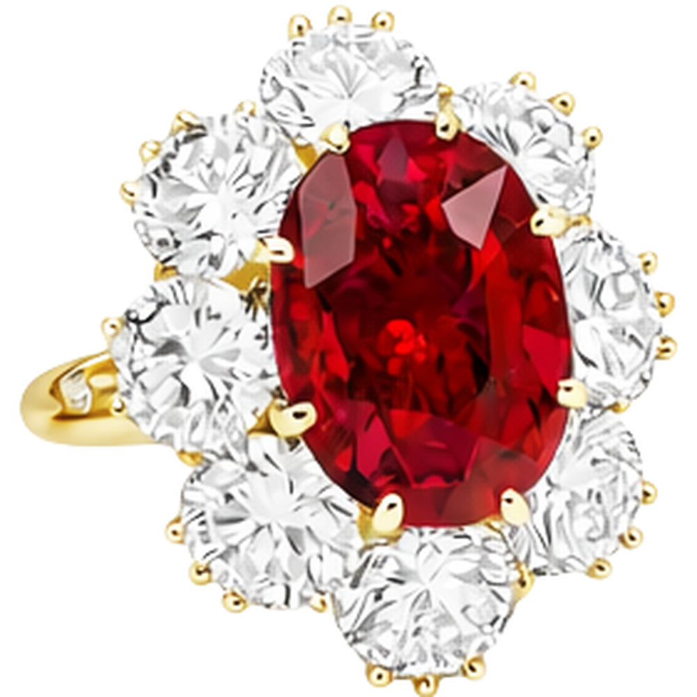 4.75 Ct Ruby With Natural Earth Mined Diamonds Ring Yellow Gold 14K