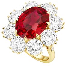 4.75 Ct Ruby With Natural Earth Mined Diamonds Ring Yellow Gold 14K