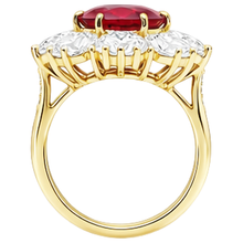 4.75 Ct Ruby With Natural Earth Mined Diamonds Ring Yellow Gold 14K
