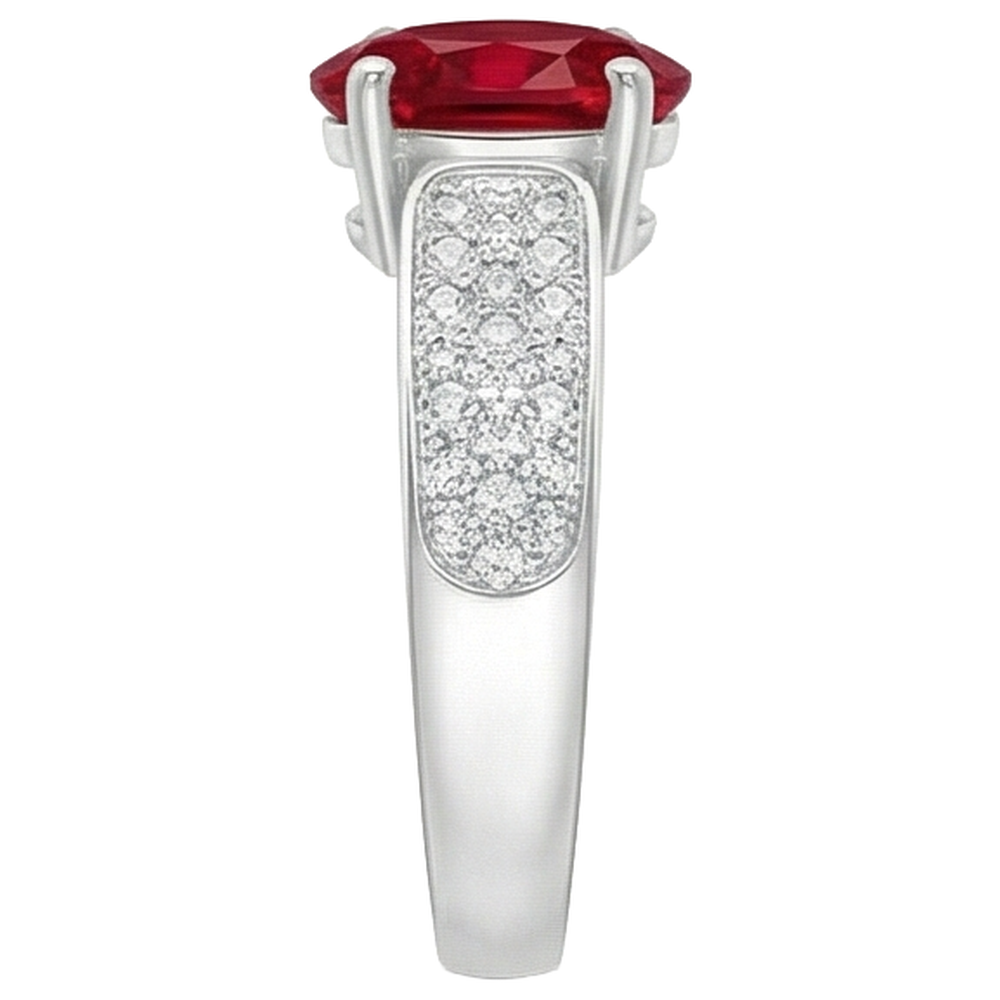 natural round ruby 4.80ct ring profile view