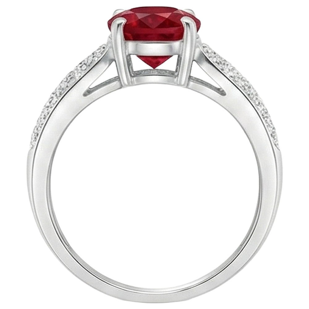 natural round ruby 4.80ct ring on white background