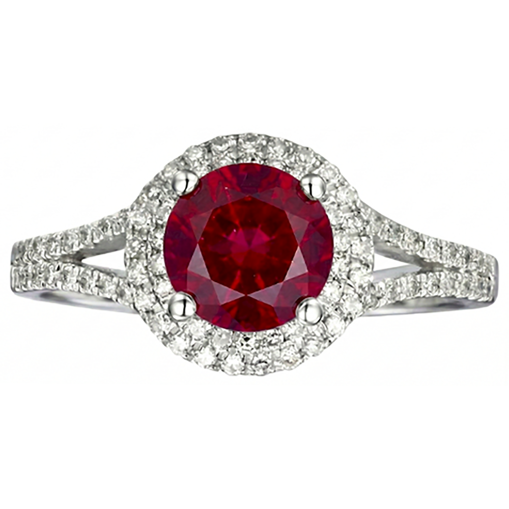 natural round ruby 4.80ct ring side angle