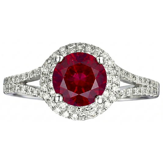natural round ruby 4.80ct ring side angle