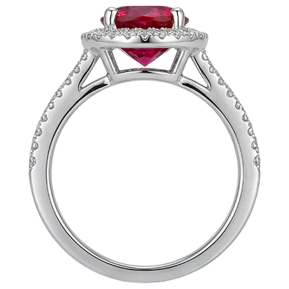 natural round ruby 4.80ct ring top view