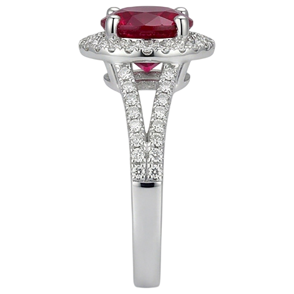 natural round ruby 4.80ct ring profile view