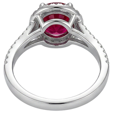 natural round ruby 4.80ct ring on white background