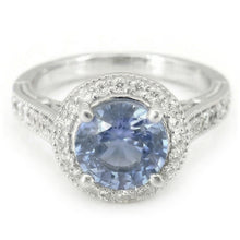 4.86 Ct Round Cut Ceylon Sapphire Natural Earth Mined Diamond Ring White Gold 14K