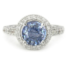 4.86 Ct Round Cut Ceylon Sapphire Natural Earth Mined Diamond Ring White Gold 14K