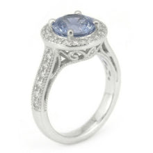 4.86 Ct Round Cut Ceylon Sapphire Natural Earth Mined Diamond Ring White Gold 14K