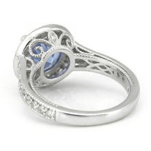 4.86 Ct Round Cut Ceylon Sapphire Natural Earth Mined Diamond Ring White Gold 14K
