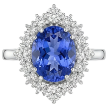 4.90 Ct Oval Tanzanite And Natural Earth Mined Diamonds Ring 14K Gold White