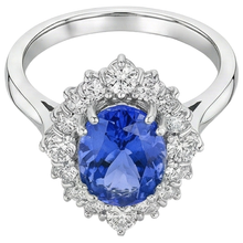 4.90 Ct Oval Tanzanite And Natural Earth Mined Diamonds Ring 14K Gold White