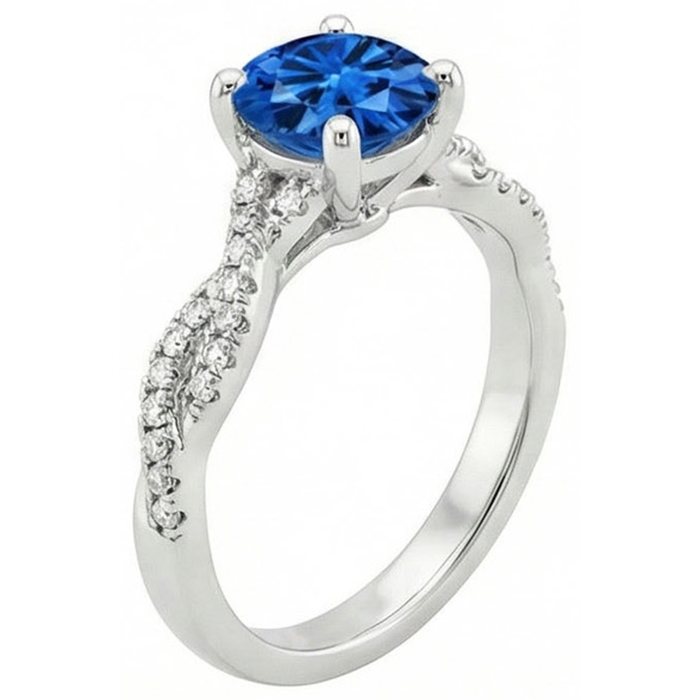 natural round sapphire 4.90ct ring front view