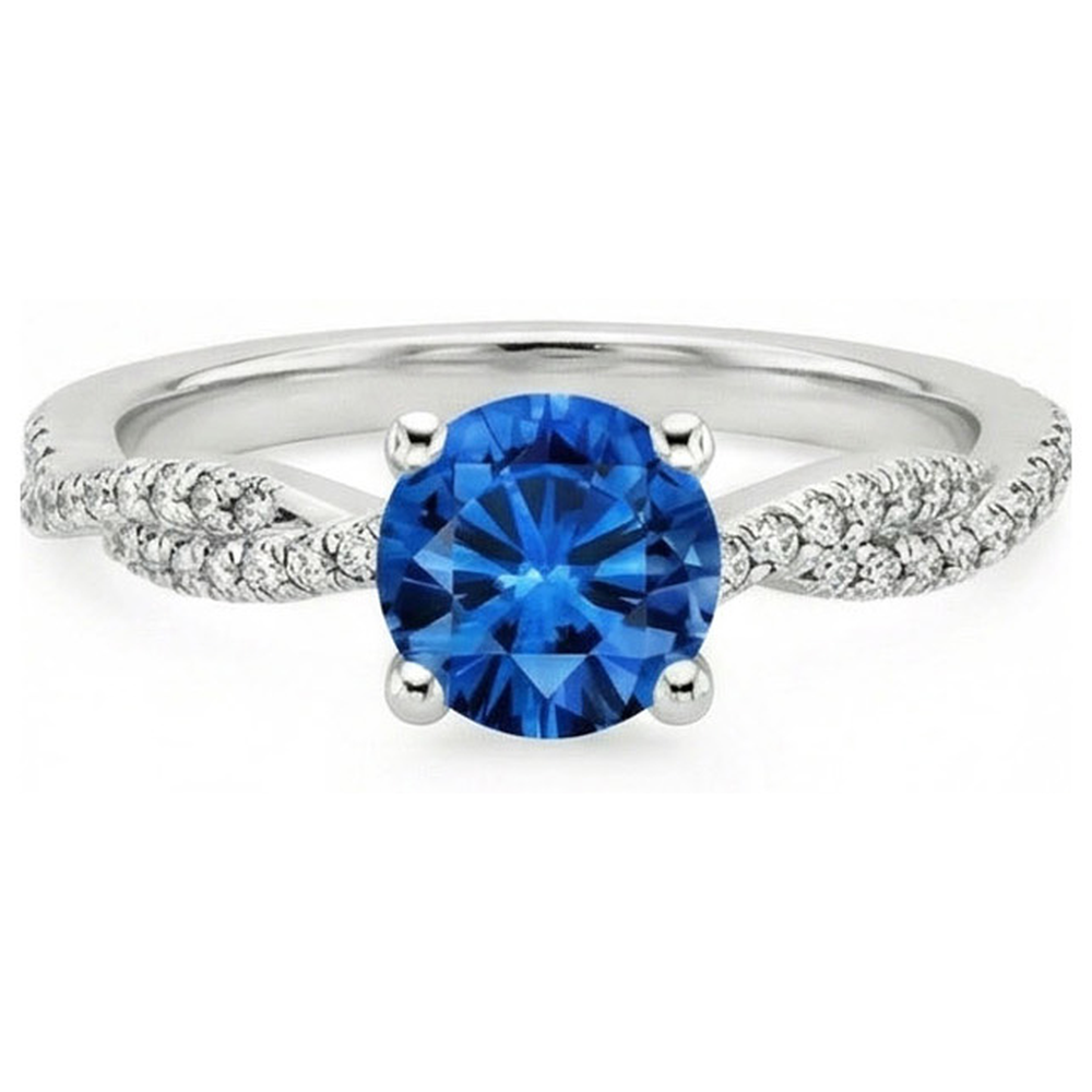 natural round sapphire 4.90ct ring side angle