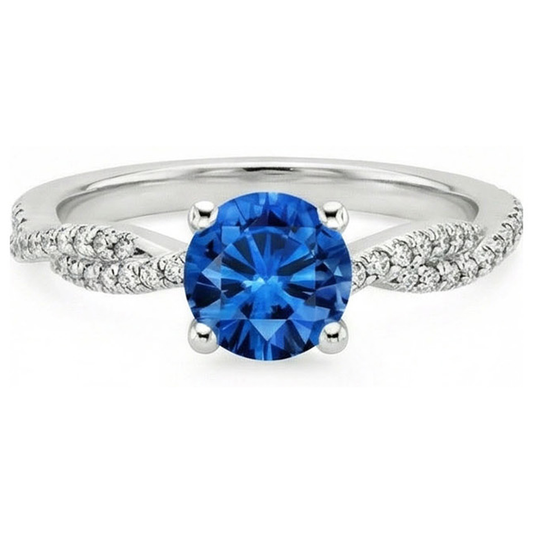 natural round sapphire 4.90ct ring side angle