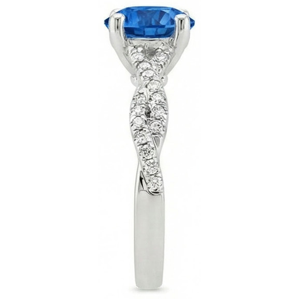 natural round sapphire 4.90ct ring profile view