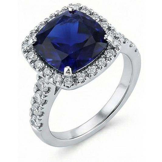 4 Carat Cushion Sapphire Engagement Ring