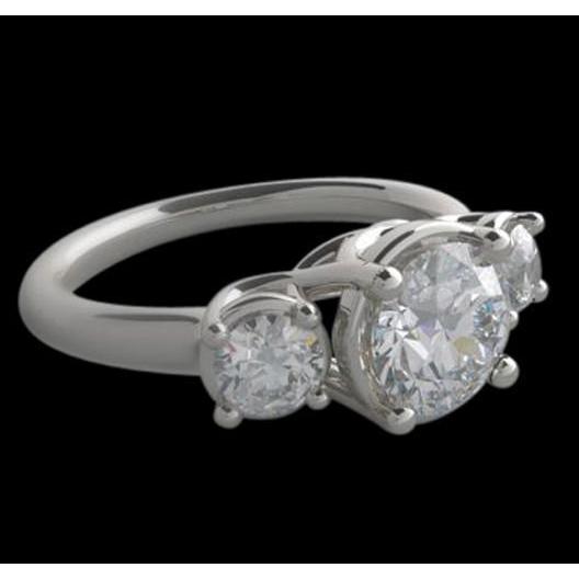  Natural Diamond Three Stone Ring Engagement White Gold Jewelry