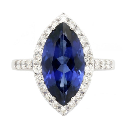 4 Carat Marquise Sapphire IGI CERTIFIED Ring