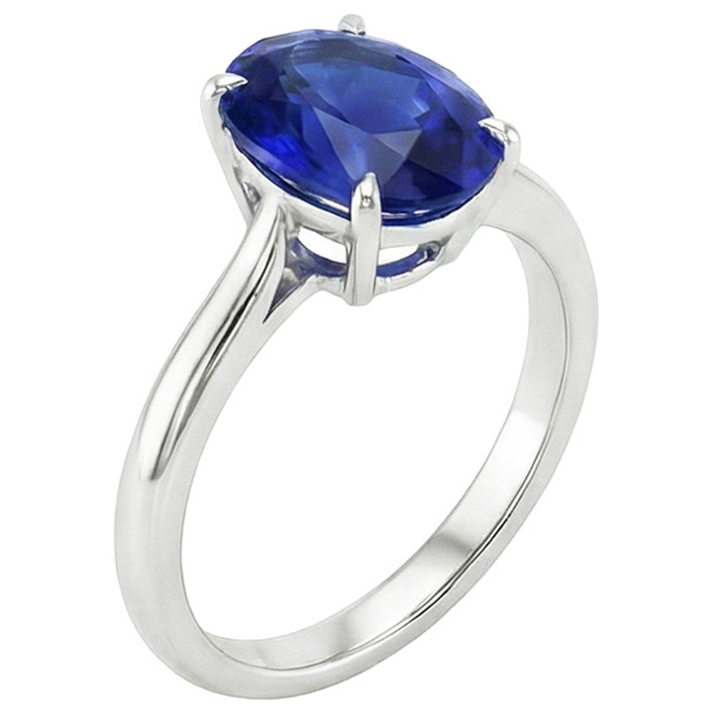 4 Carat Oval Cut Sapphire Engagement Ring