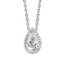 4 Carat Pear Real Diamond Halo Pendant