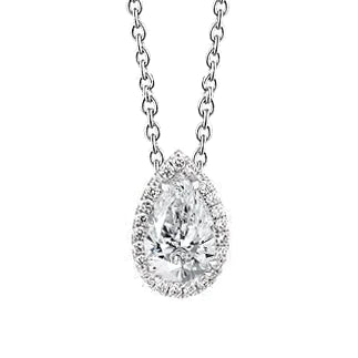 4 Carat Pear Real Diamond Halo Pendant