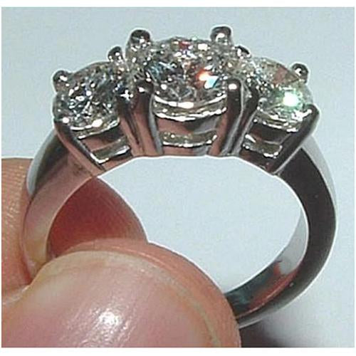 4 Carat Real Diamond 3 Stone Past Present Future Engagement Ring Jewelry