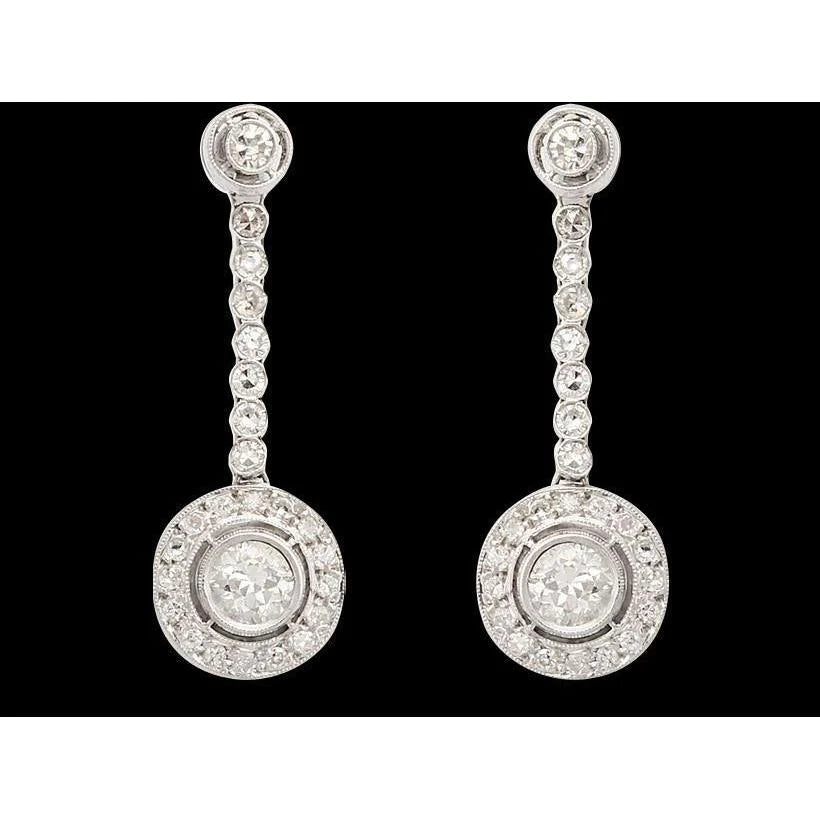 4 Carat Real Diamonds Dangle Earring Hanging White Gold Earring