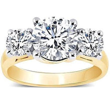 4 Carat Natural Earth Mined Diamonds Three Stone Engagement Ring Two Tone Gold New