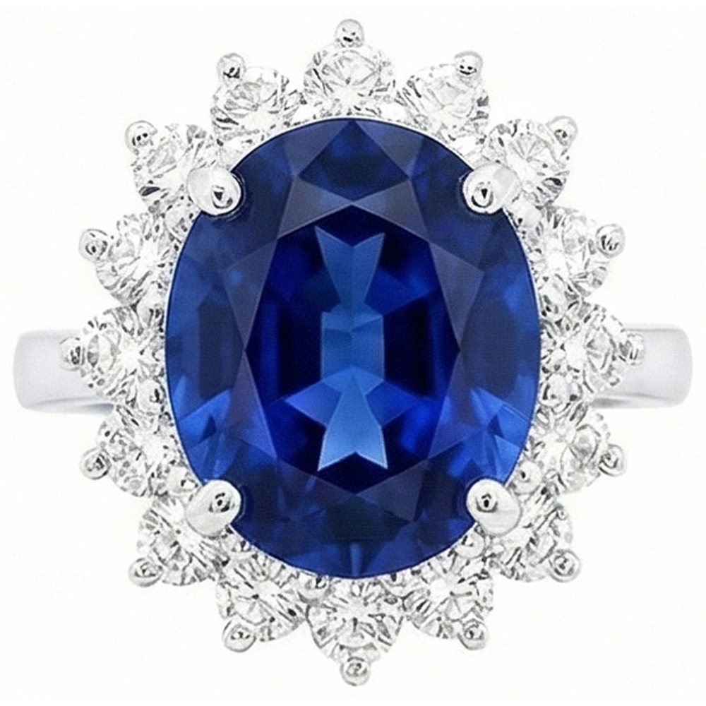 4 Carat Sri Lanka Sapphire Round Natural Earth Mined DIAMOND ( NOT LAB GROWN )s Engagement Ring Gold 14K
