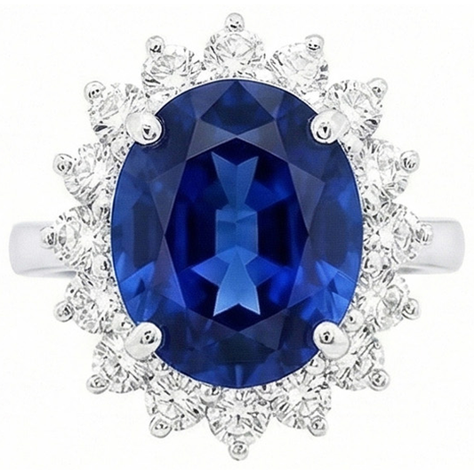 4 Carat Sri Lanka Sapphire Round Natural Earth Mined DIAMOND ( NOT LAB GROWN )s Engagement Ring Gold 14K