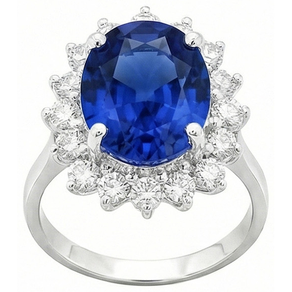 4 Carat Sri Lanka Sapphire Round Natural Earth Mined DIAMOND ( NOT LAB GROWN )s Engagement Ring Gold 14K