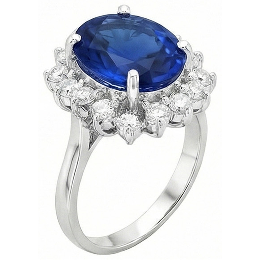 4 Carat Sri Lanka Sapphire Round Natural Earth Mined DIAMOND ( NOT LAB GROWN )s Engagement Ring Gold 14K