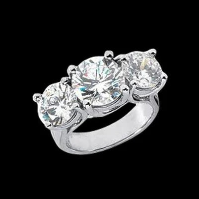4 Carat Three Stone White Gold Real Diamond Women Engagement Ring New