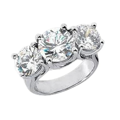 4 Carat Three Stone White Gold Real Diamond Women Engagement Ring New