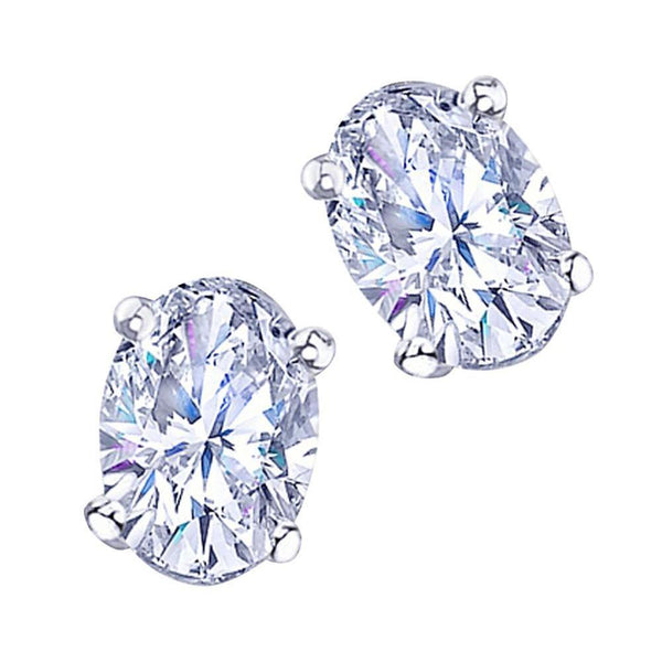 4 Carat Vs1 Real Diamond Earring Pair Oval Diamond Stud Earring White Gold