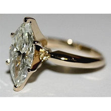 4 Carat Yellow Gold Marquise Genuine Diamond Ring