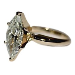 4 Carat Yellow Gold Marquise Genuine Diamond Ring