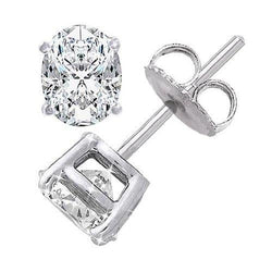 4 Carats Big Oval Cut Real Diamond Stud Earring White Gold Lady Jewelry